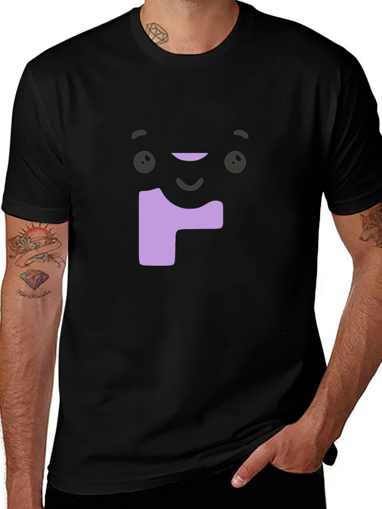 Funny Face Graphic Tee - Soft Black Cotton T-Shirt