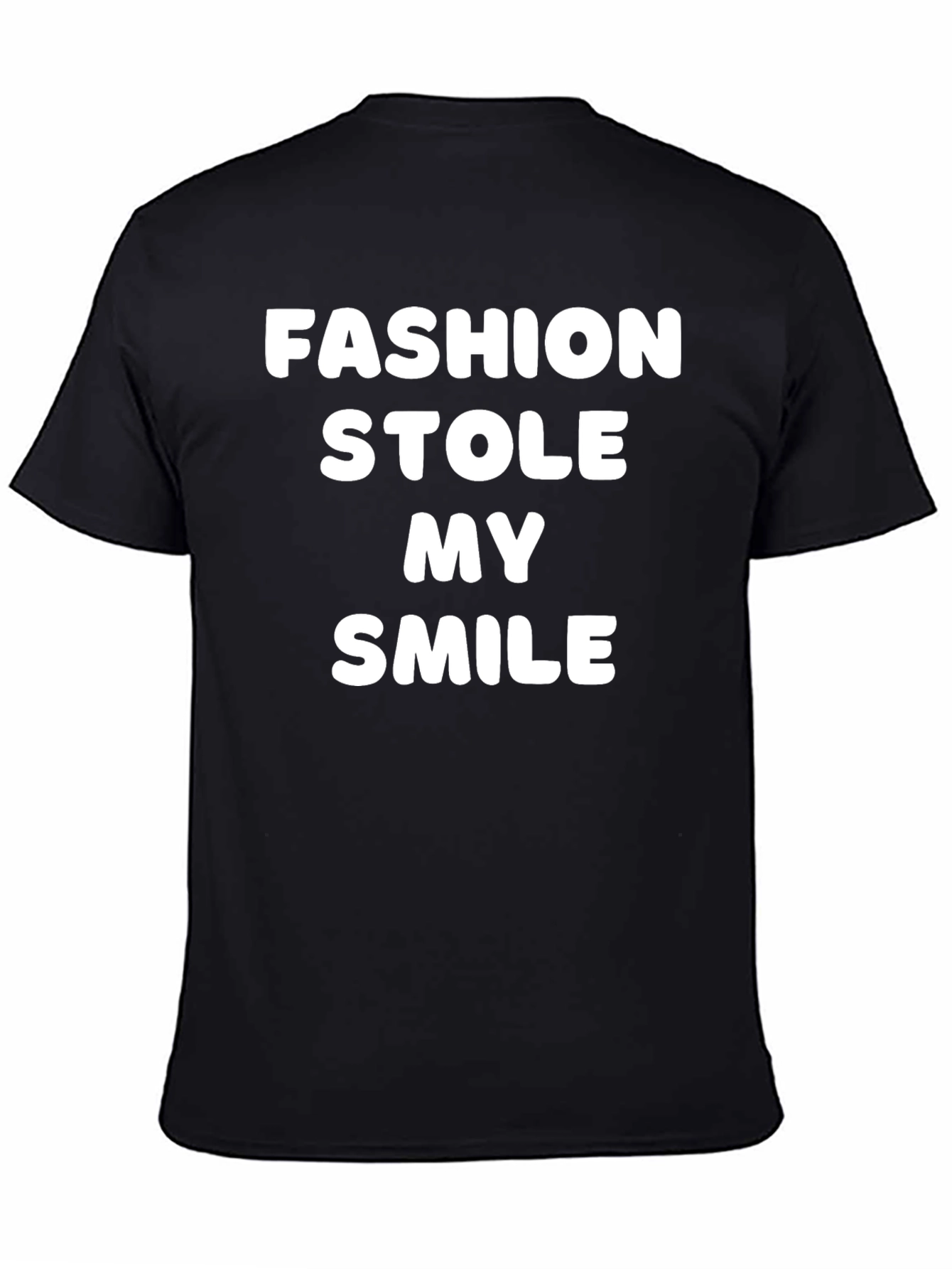 Fashion Stole My Smile Graphic Tee - Black
