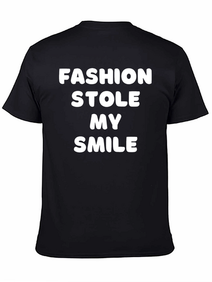 Fashion Stole My Smile Graphic Tee - Black