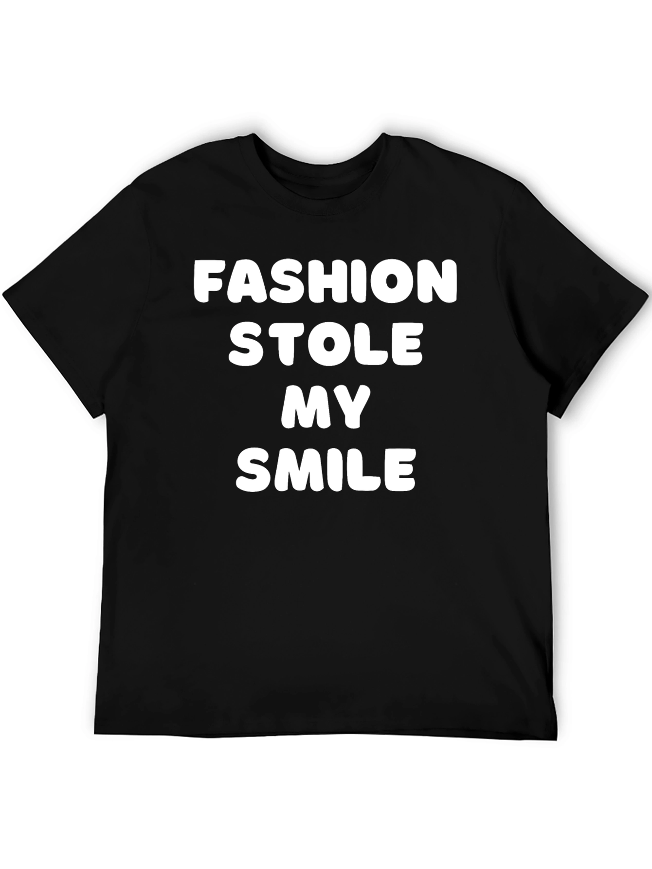 Fashion Stole My Smile Graphic Tee - Black