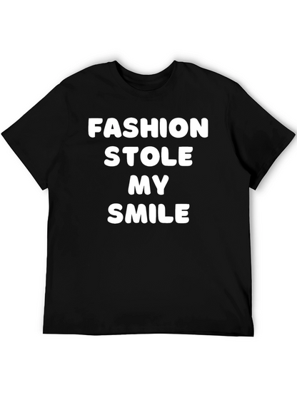 Fashion Stole My Smile Graphic Tee - Black
