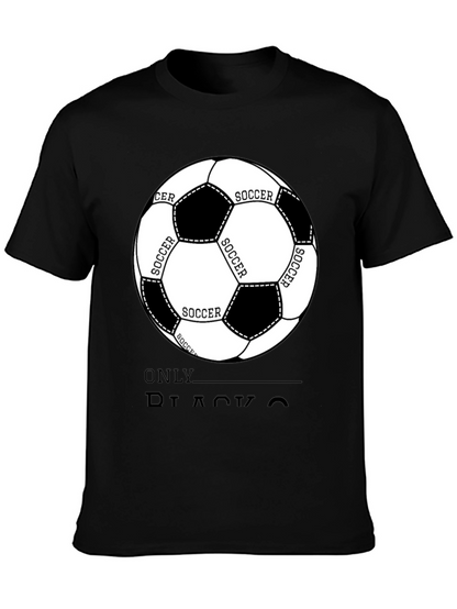Soccer Ball Graphic Black T-Shirt - Casual Style