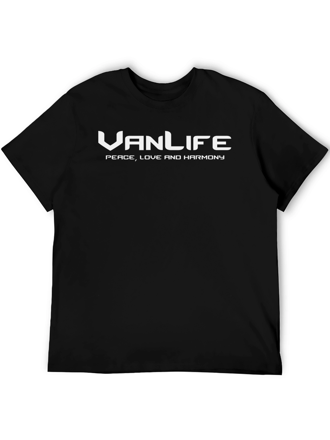 Van Life Peace Love Harmony Black Tee