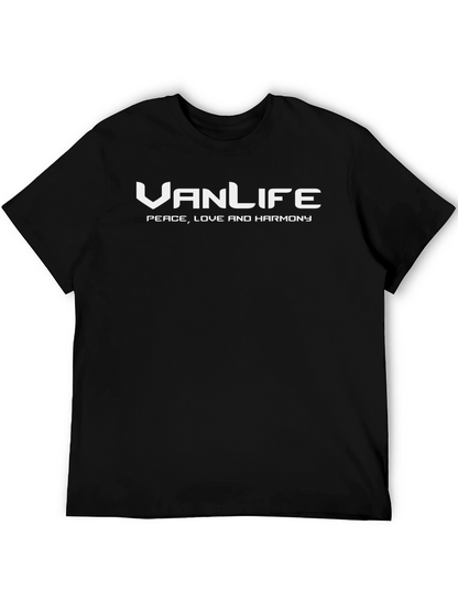 Van Life Peace Love Harmony Black Tee
