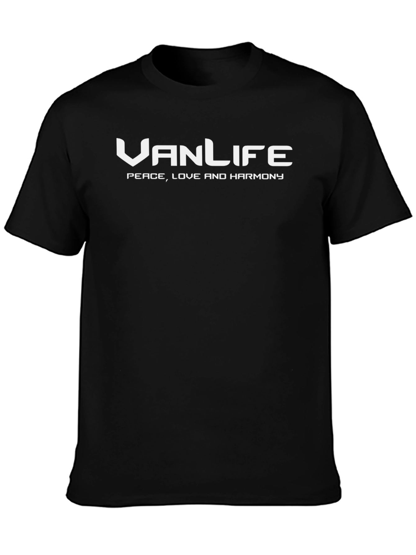 Van Life Peace Love Harmony Black Tee