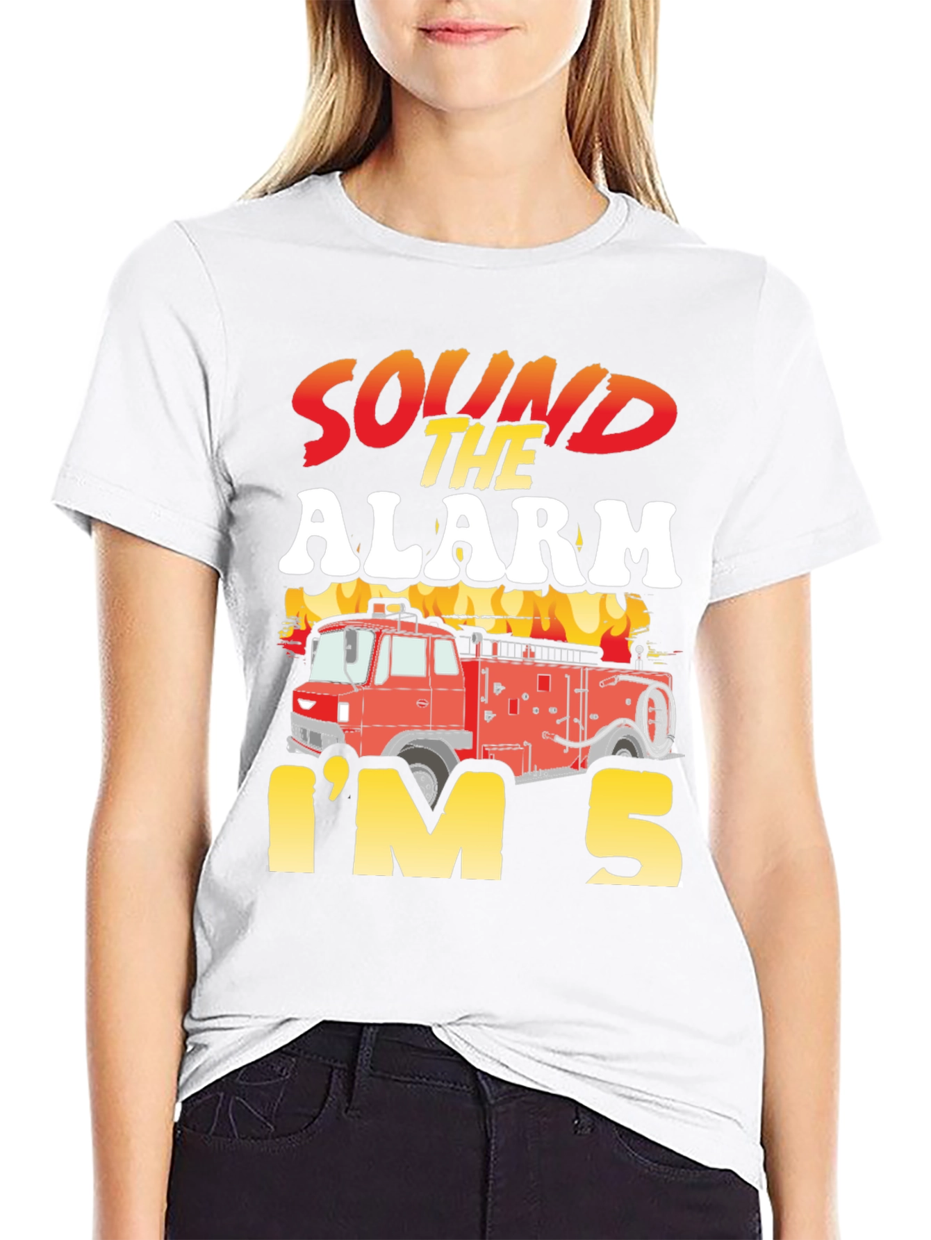 Sound The Alarm Im 5 Firetruck Birthday T-Shirt
