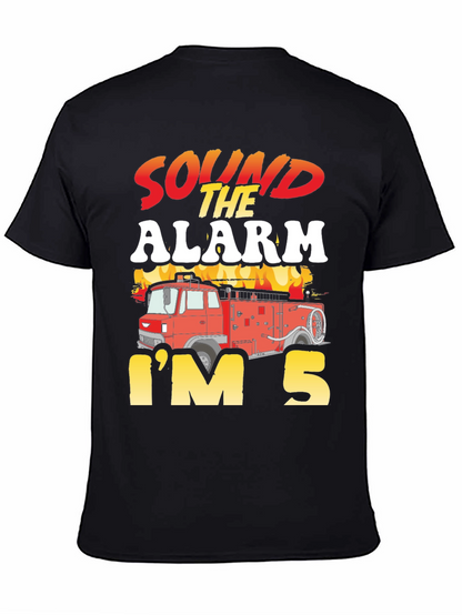 Sound The Alarm Im 5 Firetruck Birthday T-Shirt