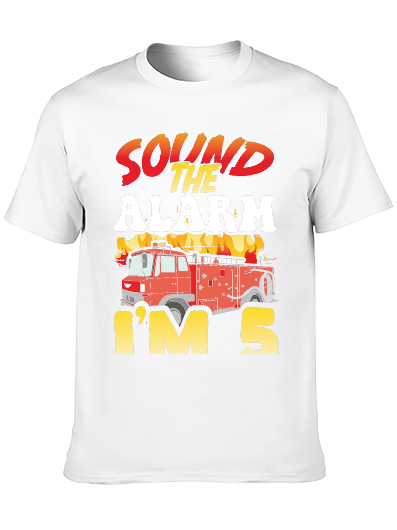 Sound The Alarm Im 5 Firetruck Birthday T-Shirt