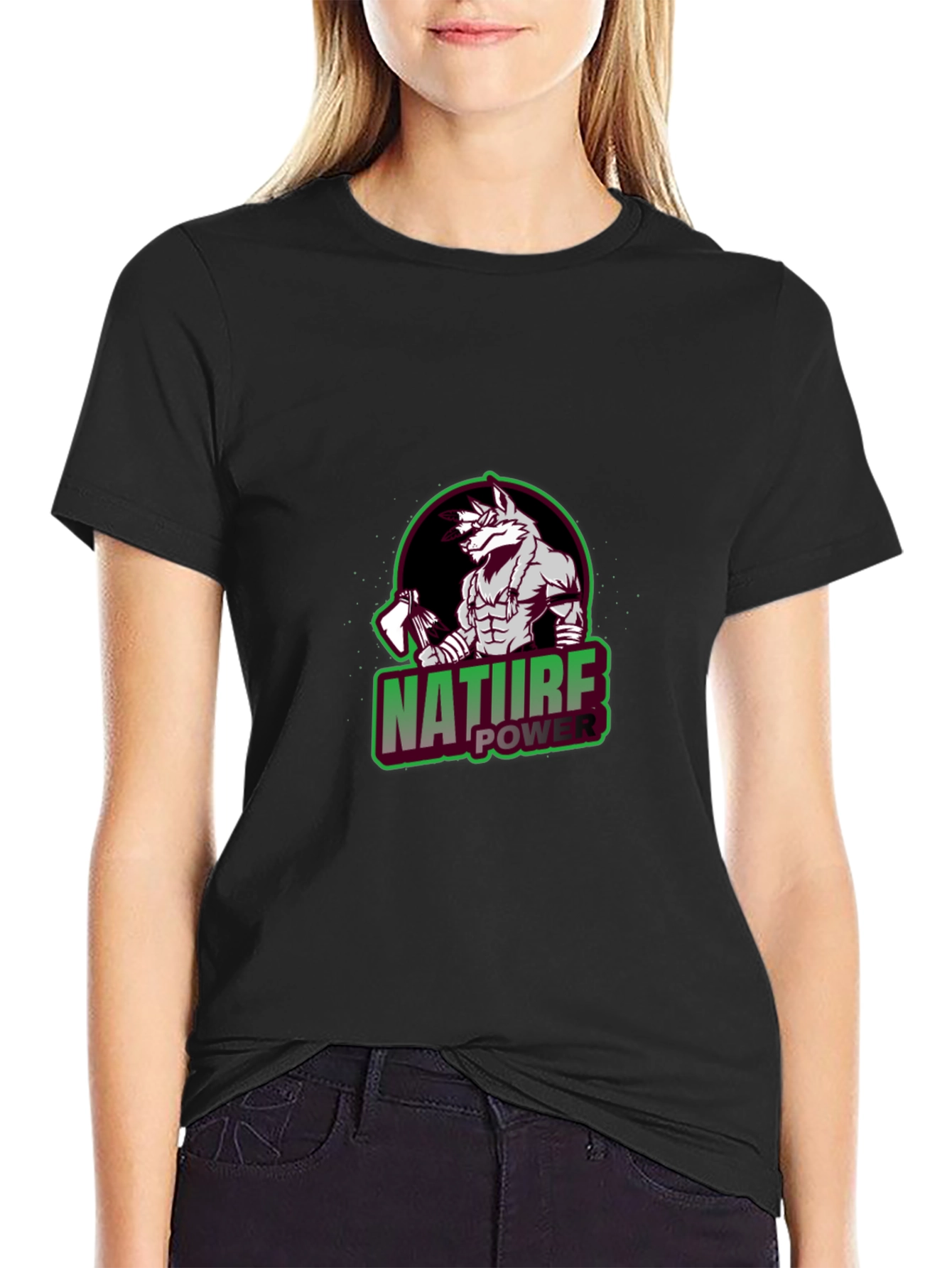Nature Power Wolf Graphic T-Shirt