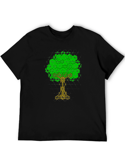 Geometric Tree Graphic Tee - Black