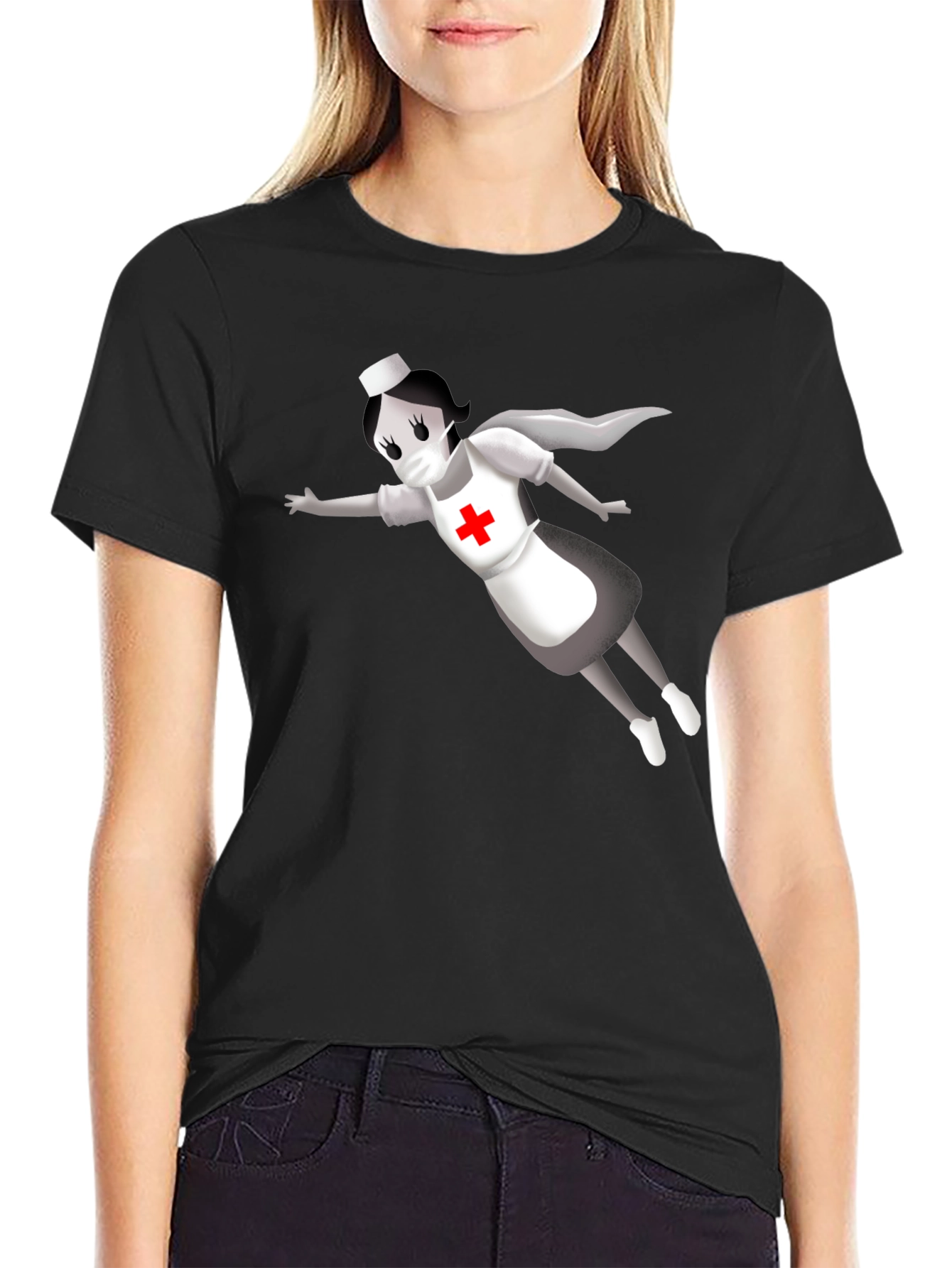 Hero Nurse T-Shirt - Black Crew Neck