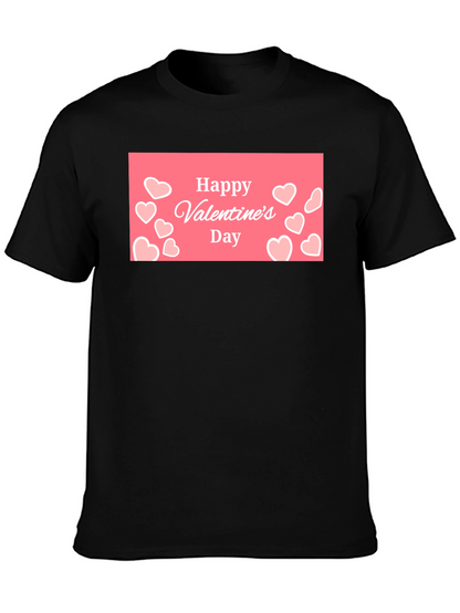 Happy Valentines Day Black Graphic Tee