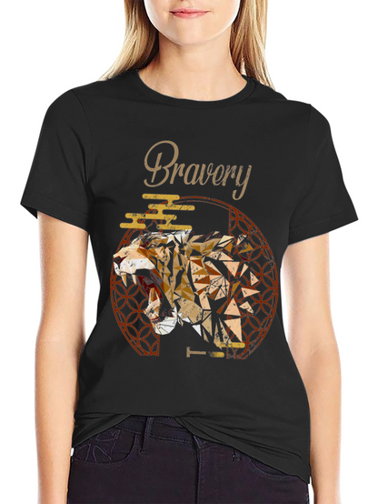 Bravery Tiger Geometric Mens T-Shirt