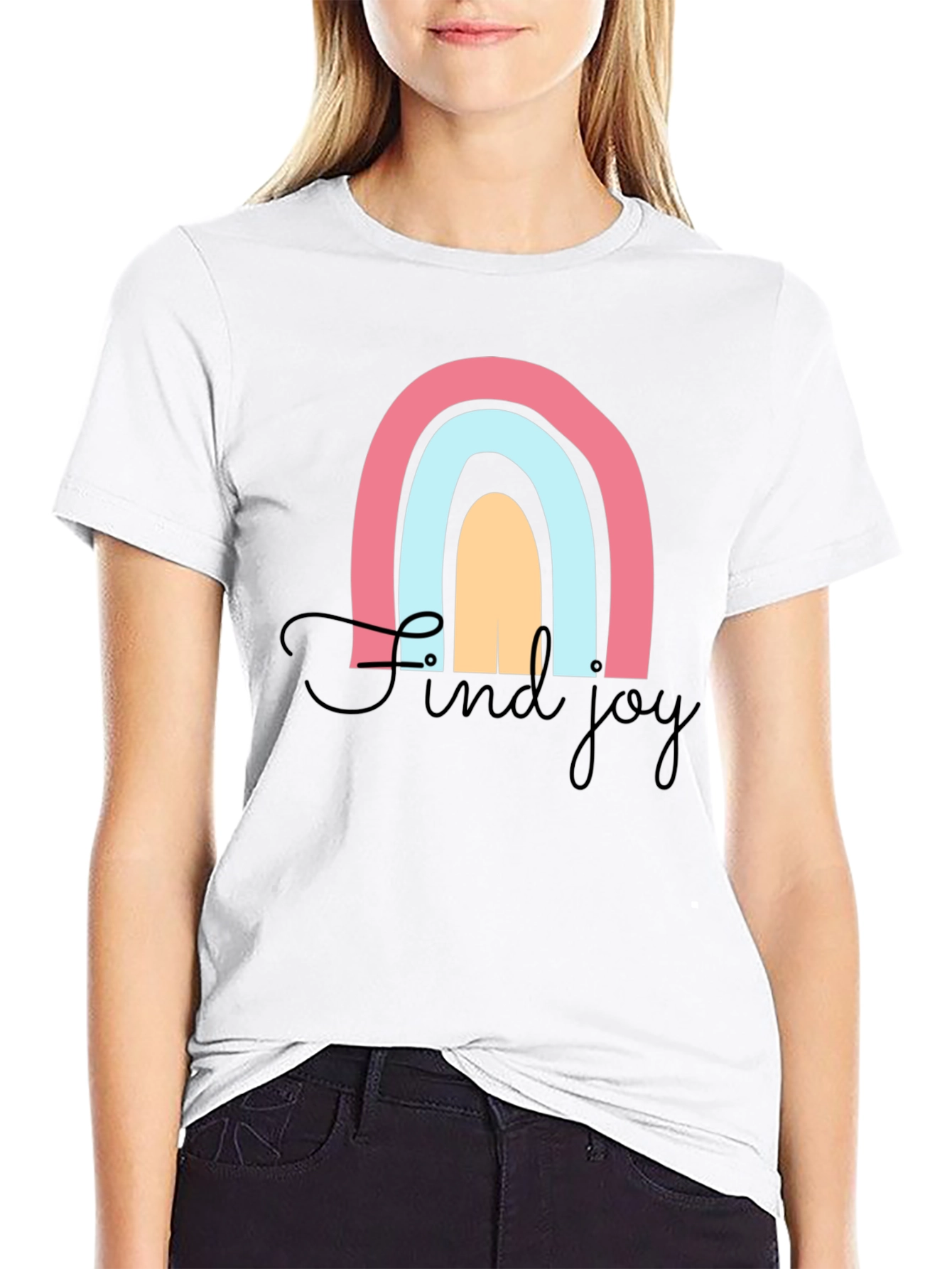 Find Joy Rainbow Graphic T-Shirt - Black