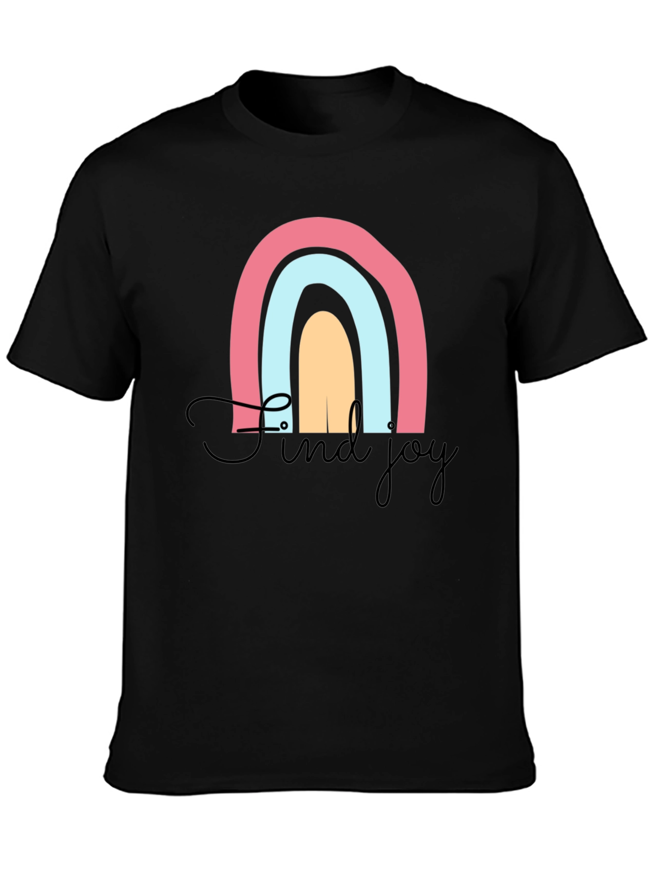Find Joy Rainbow Graphic T-Shirt - Black