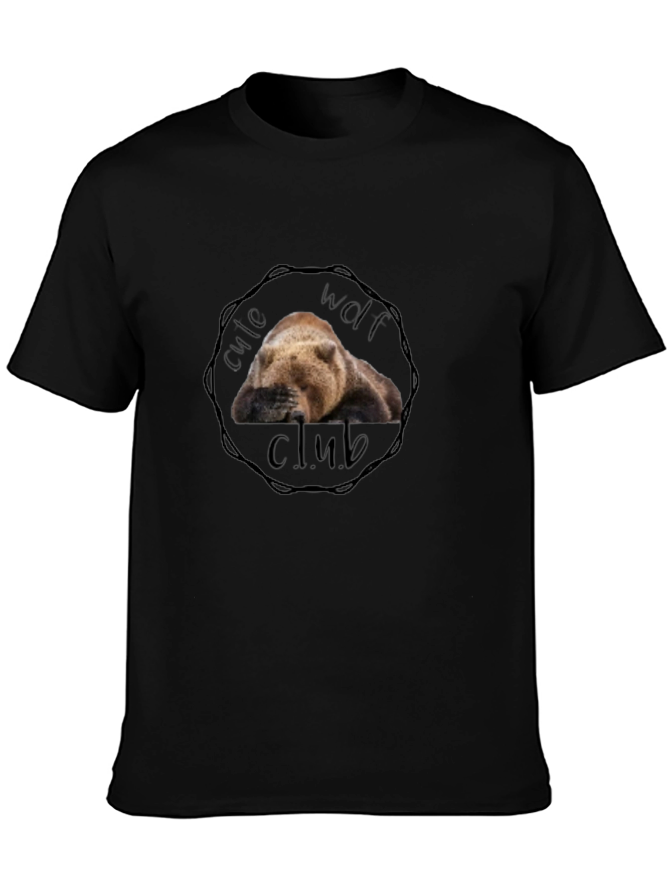 Cute Wolf Club Black T-Shirt