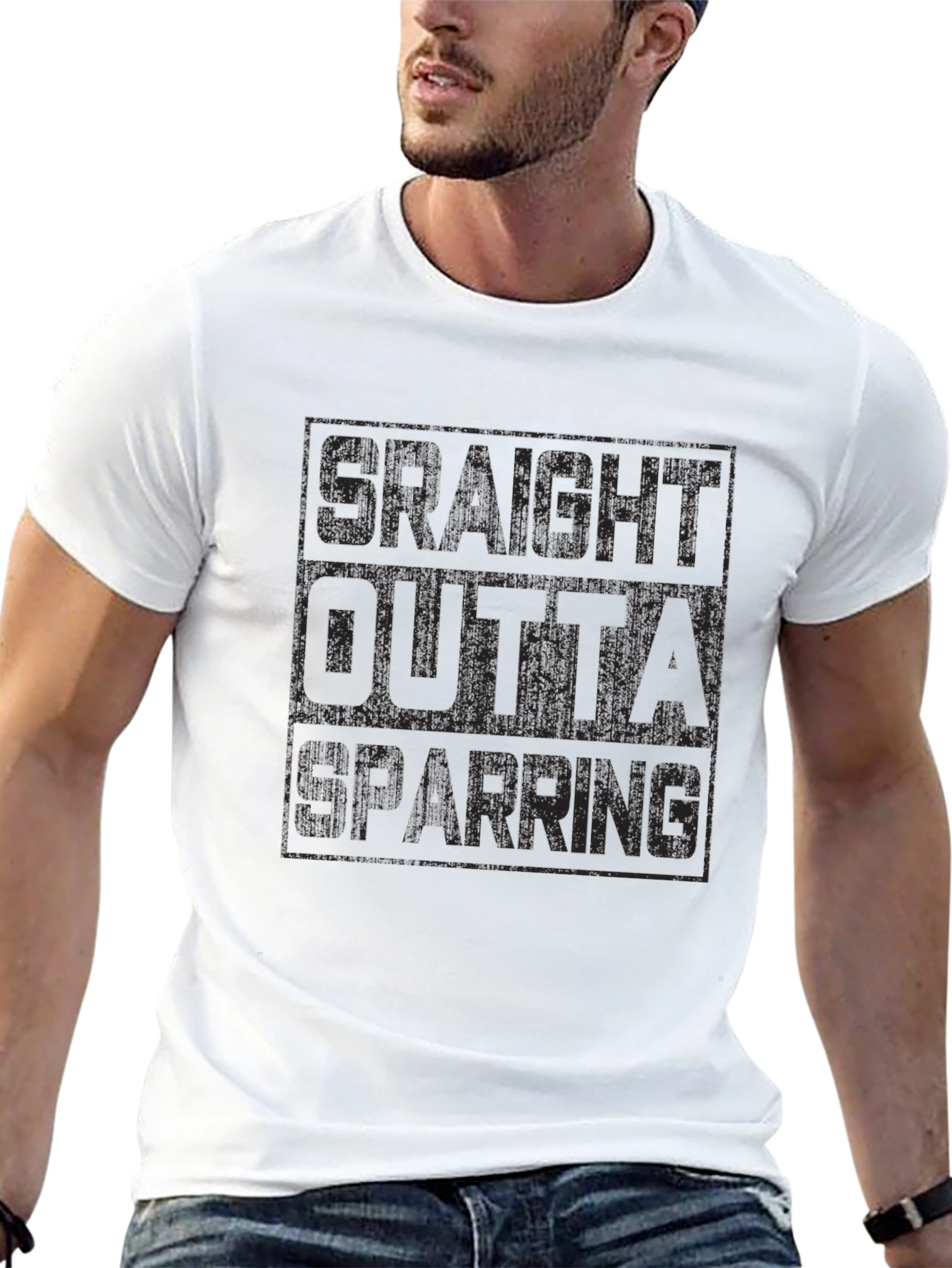 Straight Outta Sparring Black Graphic T-Shirt