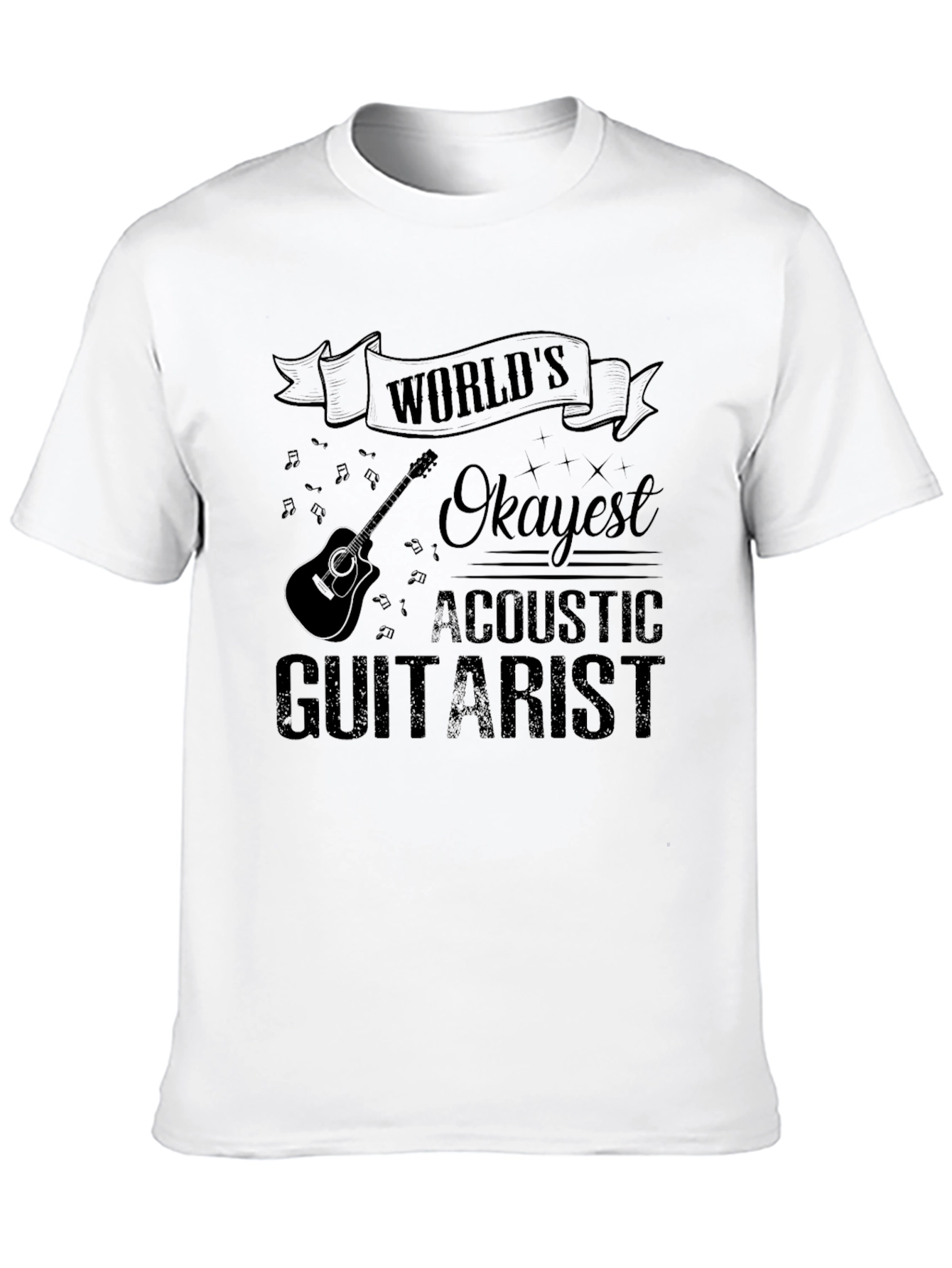 Worlds Okayest Acoustic Guitarist T-Shirt Funny Musician Tee