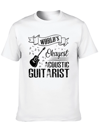 Worlds Okayest Acoustic Guitarist T-Shirt Funny Musician Tee