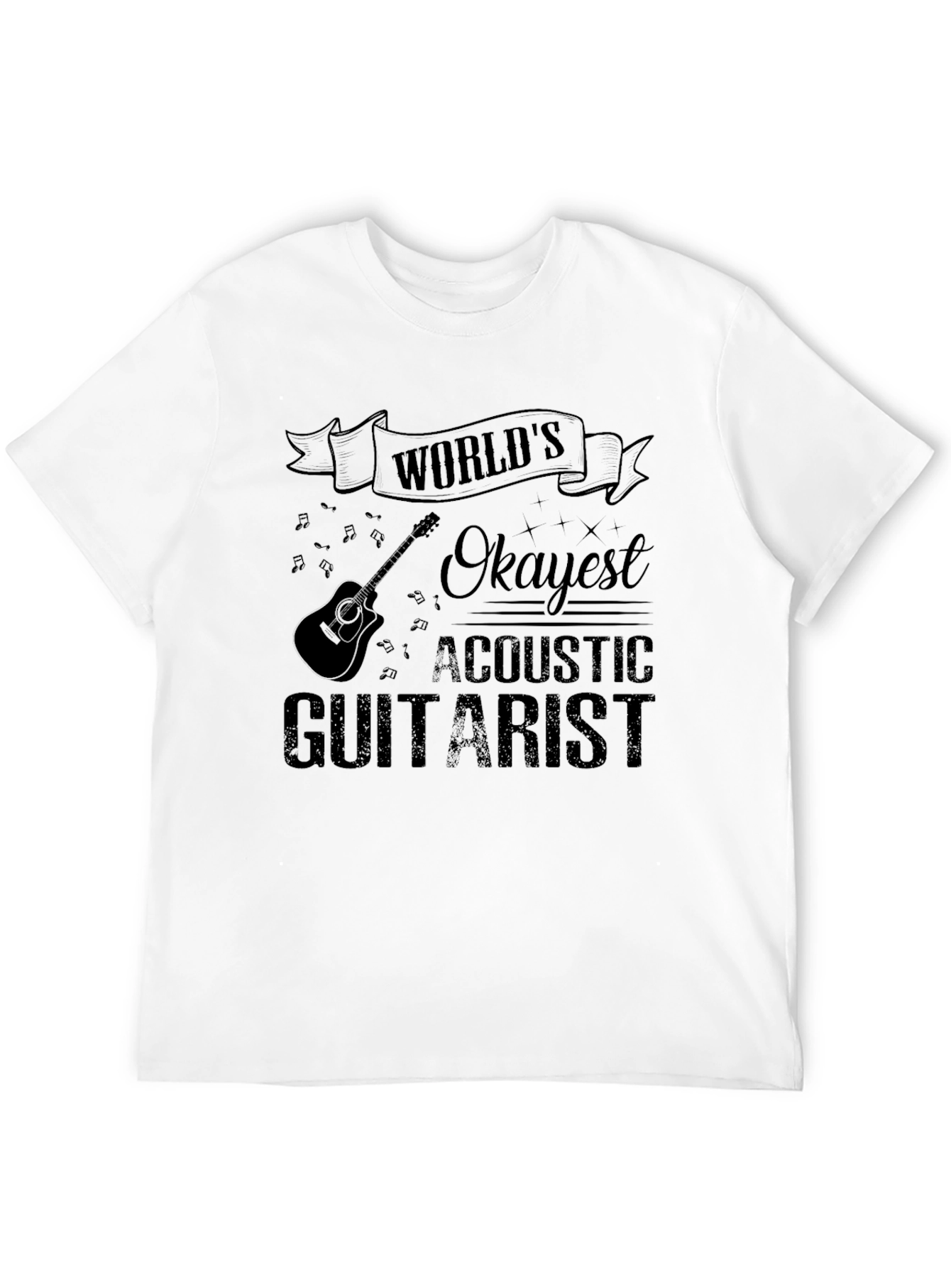 Worlds Okayest Acoustic Guitarist T-Shirt Funny Musician Tee