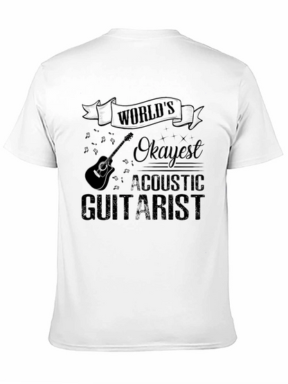 Worlds Okayest Acoustic Guitarist T-Shirt Funny Musician Tee