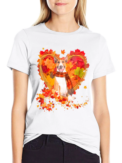 Fall Bull Terrier Heart Graphic Tee