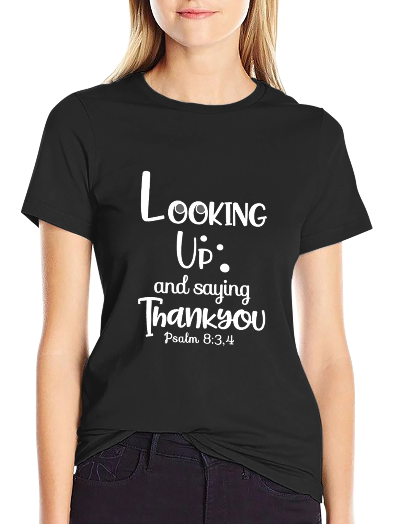 Looking Up Thank You Black T-Shirt