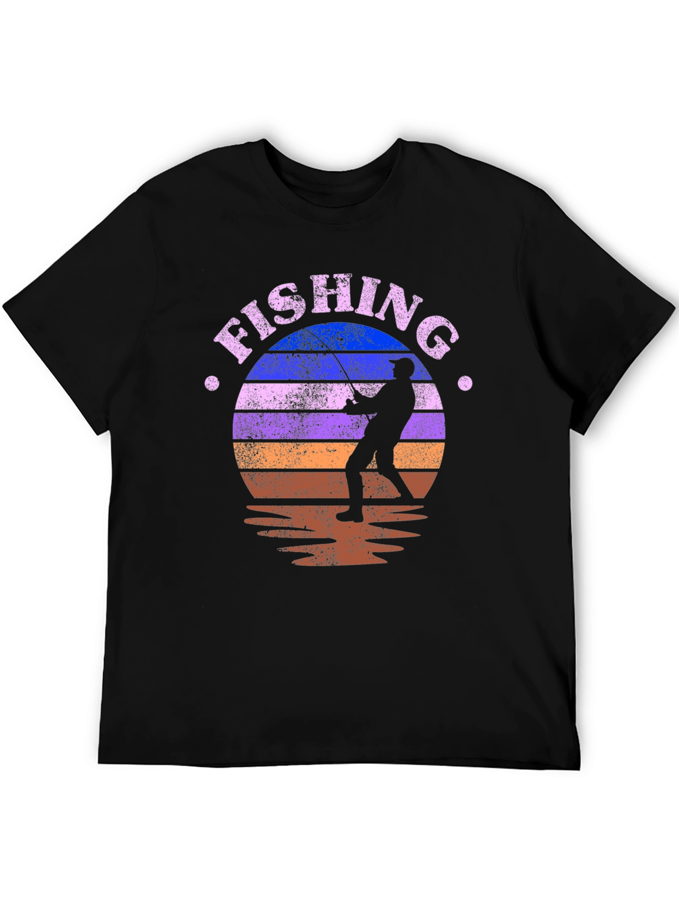 Fishing Retro Sunset Graphic Tee
