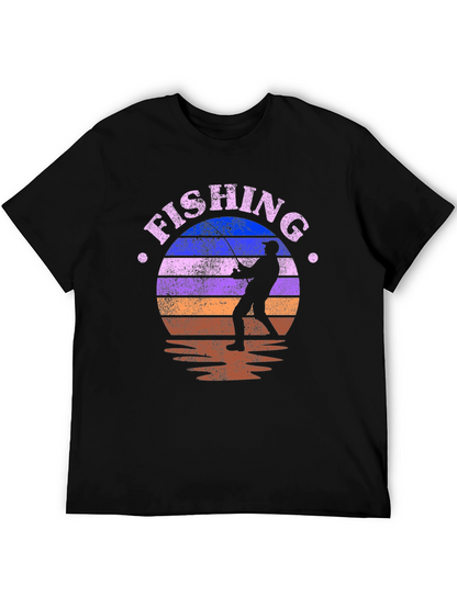 Fishing Retro Sunset Graphic Tee