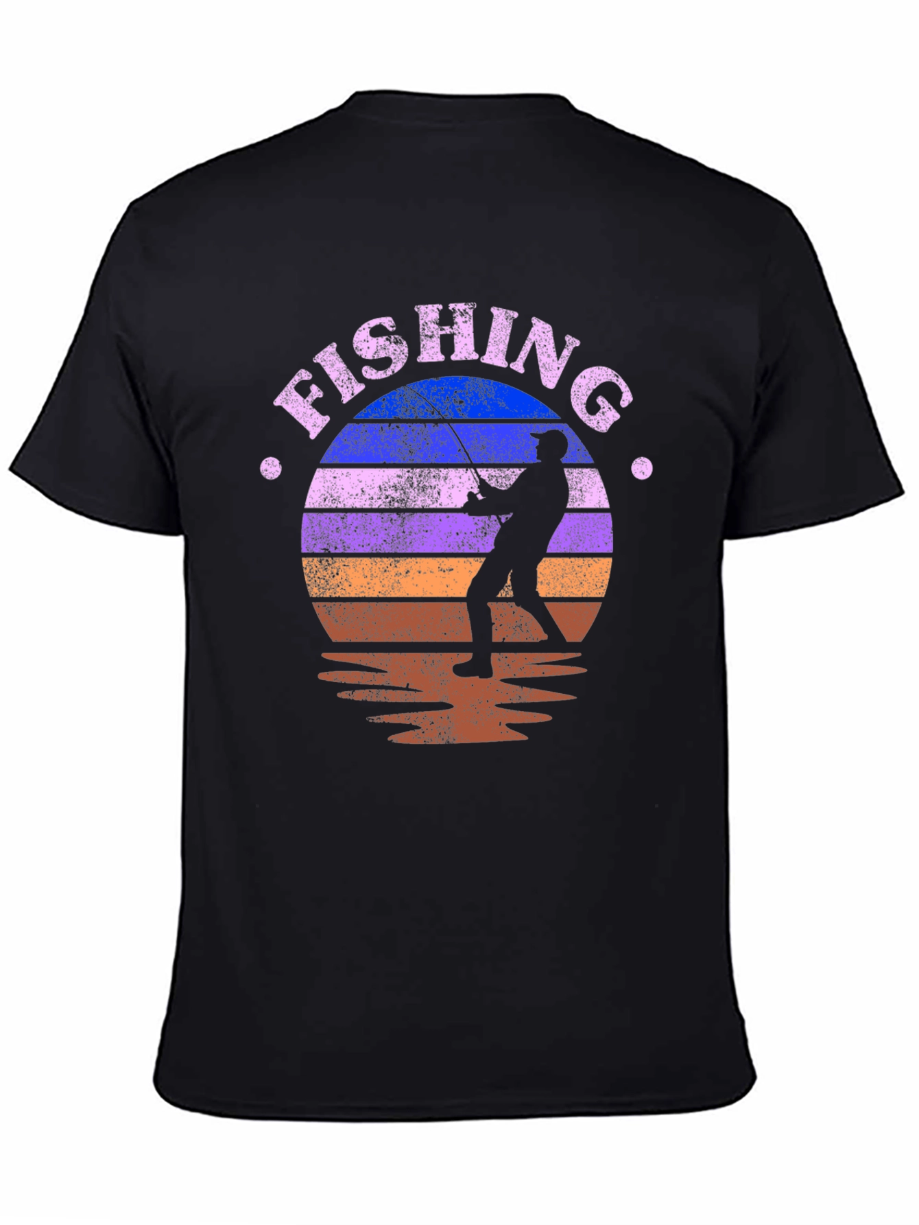 Fishing Retro Sunset Graphic Tee