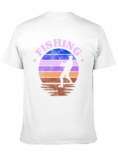 Fishing Retro Sunset Graphic Tee