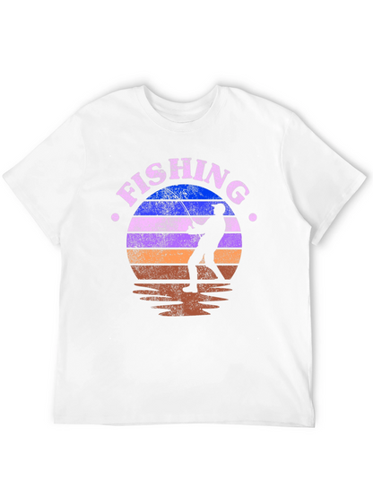 Fishing Retro Sunset Graphic Tee