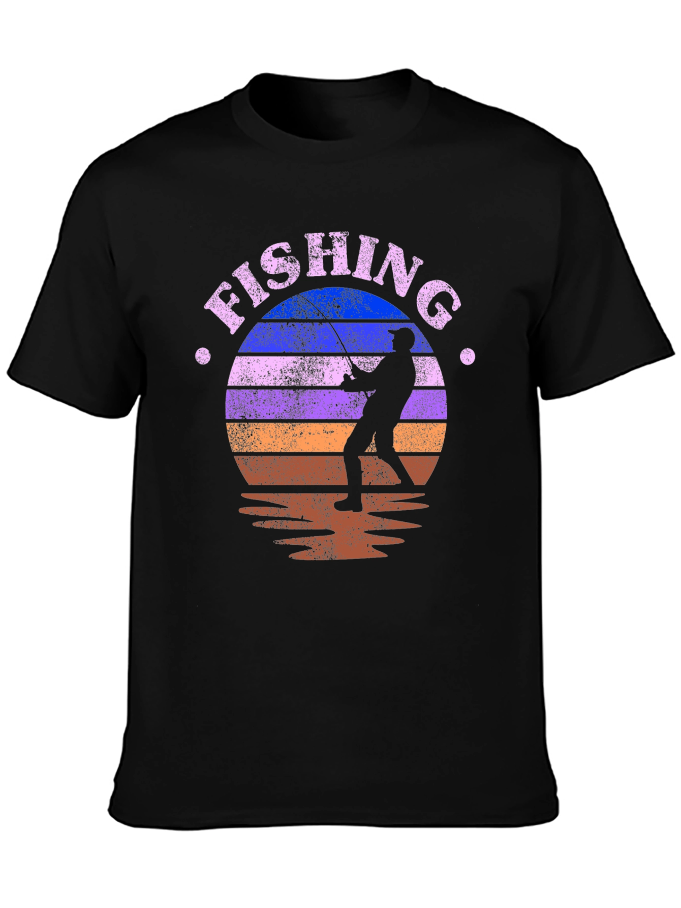 Fishing Retro Sunset Graphic Tee