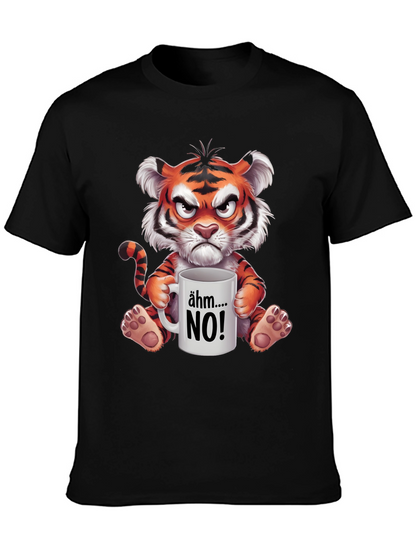Grumpy Cartoon Tiger Graphic T-Shirt