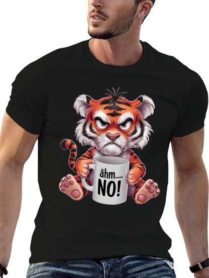 Grumpy Cartoon Tiger Graphic T-Shirt