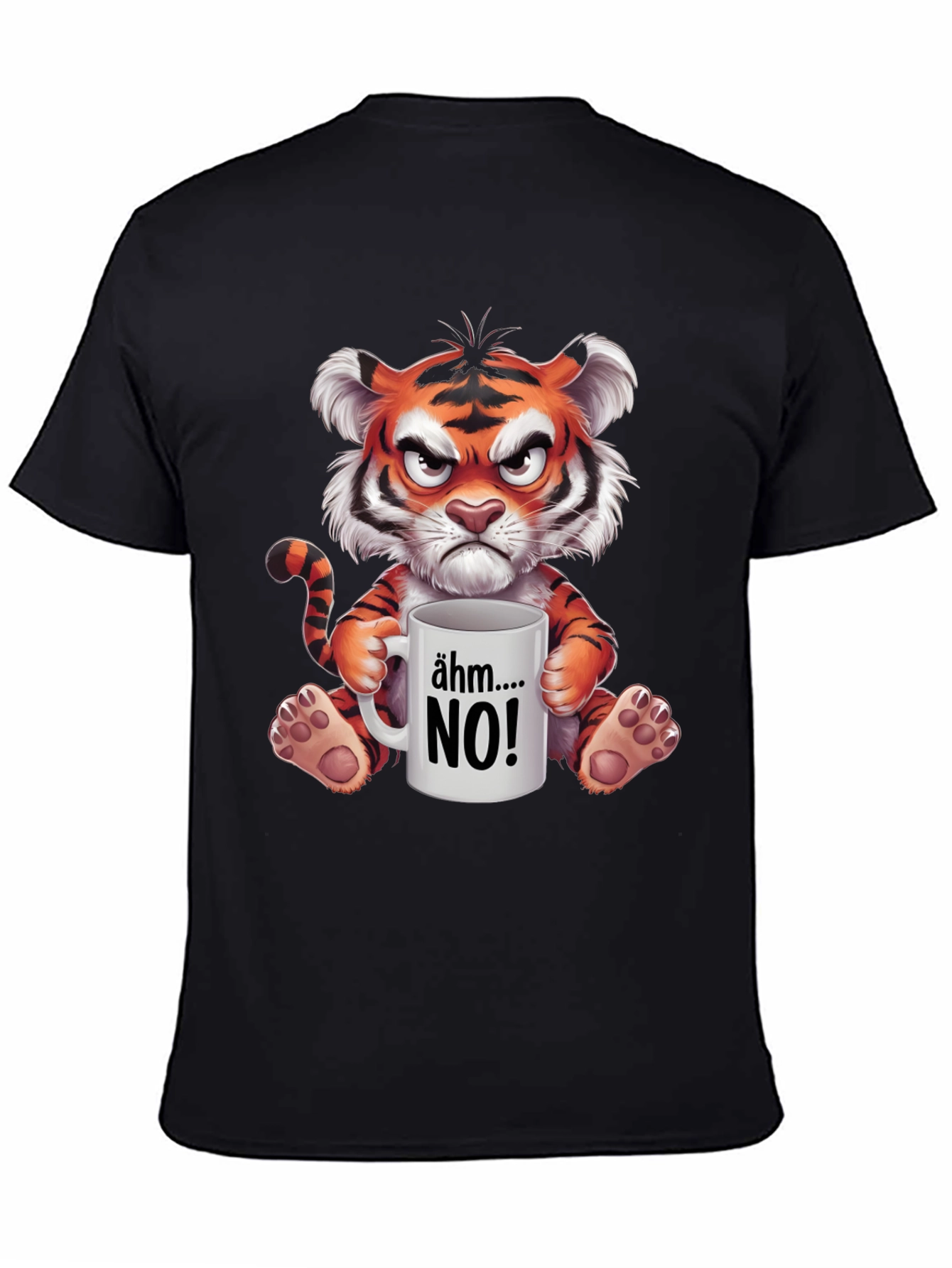 Grumpy Cartoon Tiger Graphic T-Shirt
