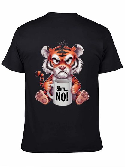 Grumpy Cartoon Tiger Graphic T-Shirt