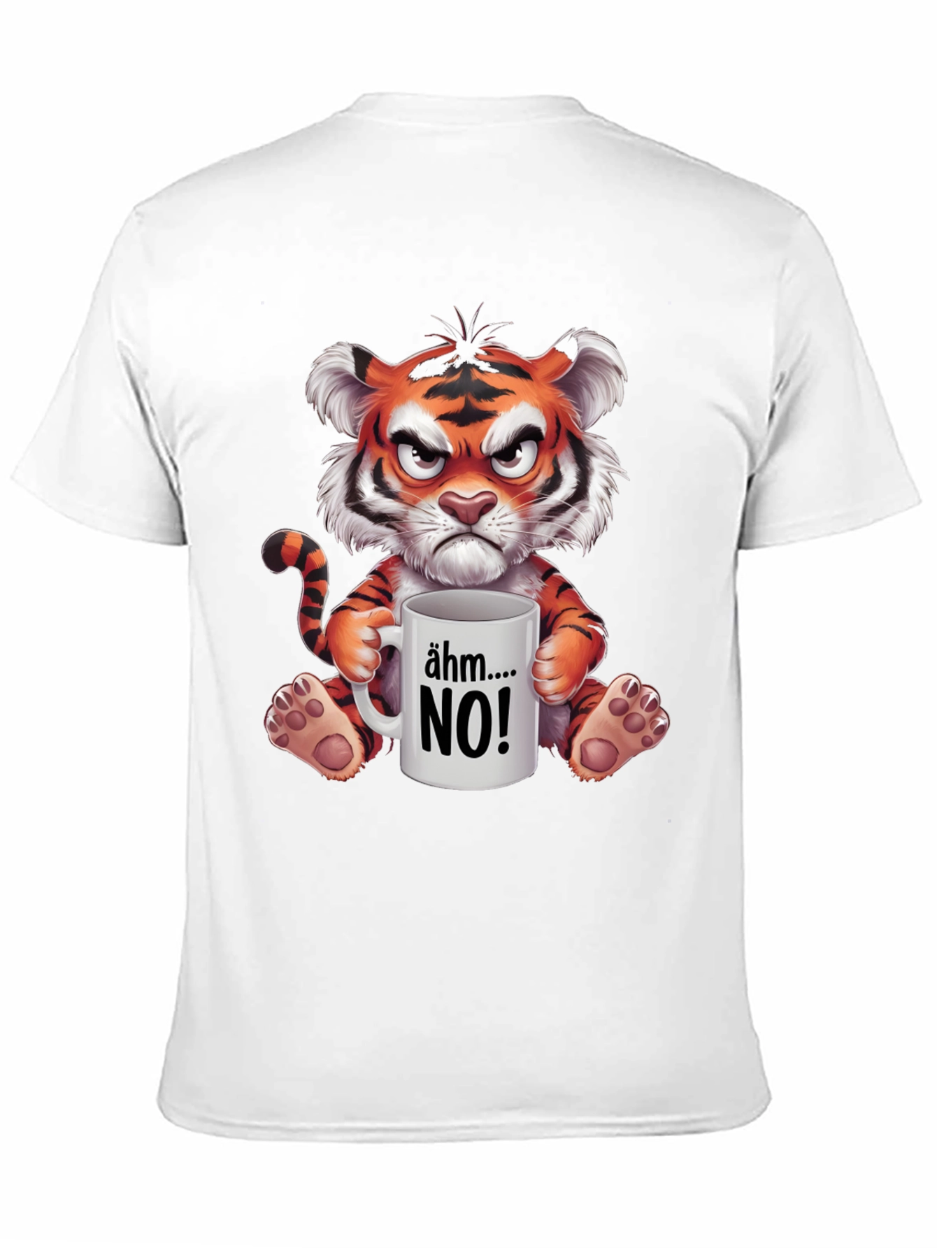 Grumpy Cartoon Tiger Graphic T-Shirt
