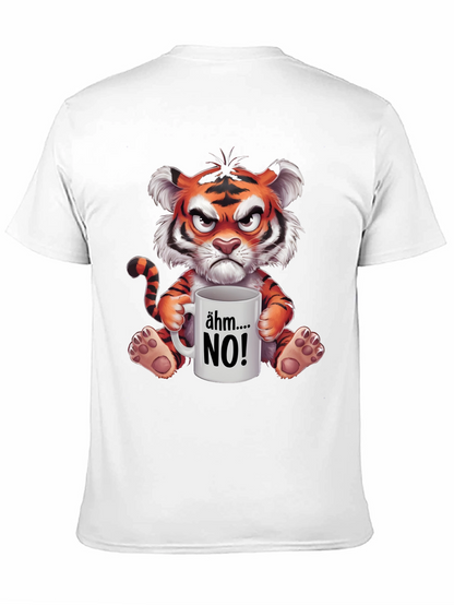 Grumpy Cartoon Tiger Graphic T-Shirt
