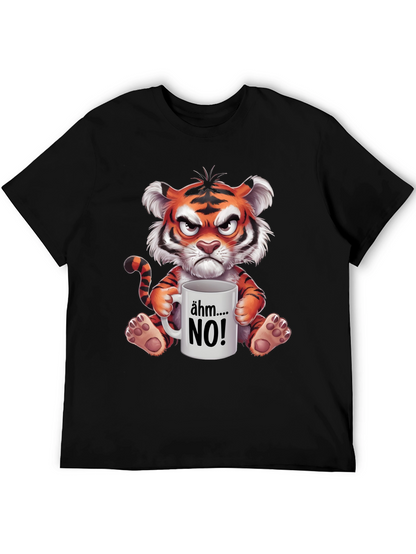 Grumpy Cartoon Tiger Graphic T-Shirt