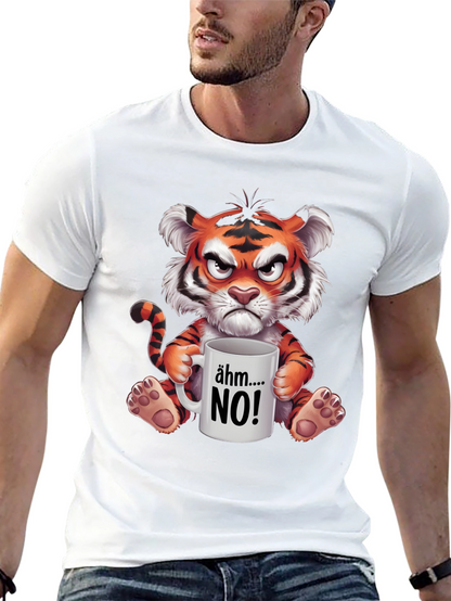 Grumpy Cartoon Tiger Graphic T-Shirt