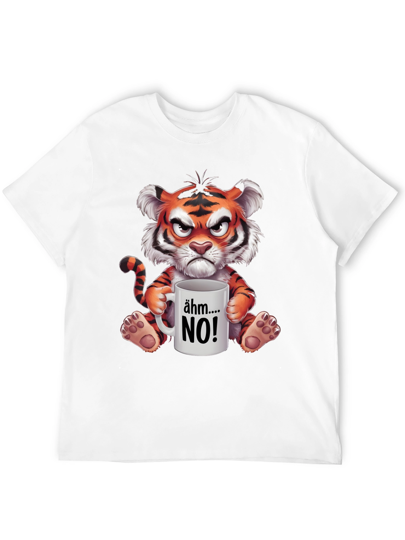 Grumpy Cartoon Tiger Graphic T-Shirt