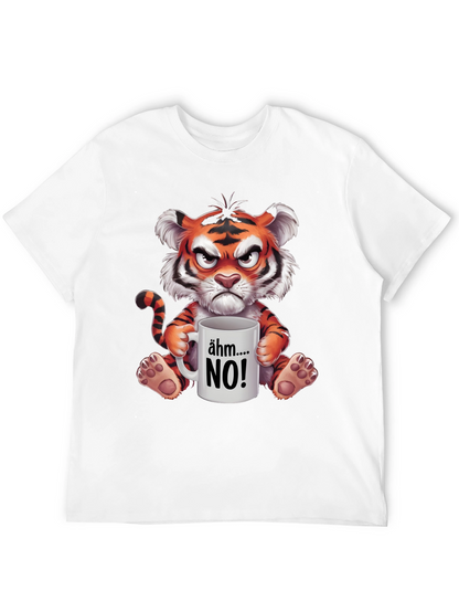 Grumpy Cartoon Tiger Graphic T-Shirt