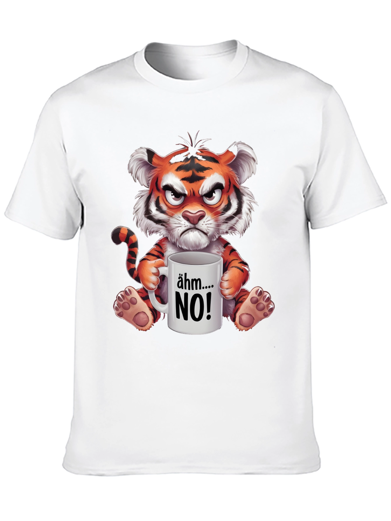 Grumpy Cartoon Tiger Graphic T-Shirt