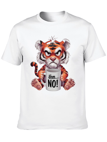 Grumpy Cartoon Tiger Graphic T-Shirt