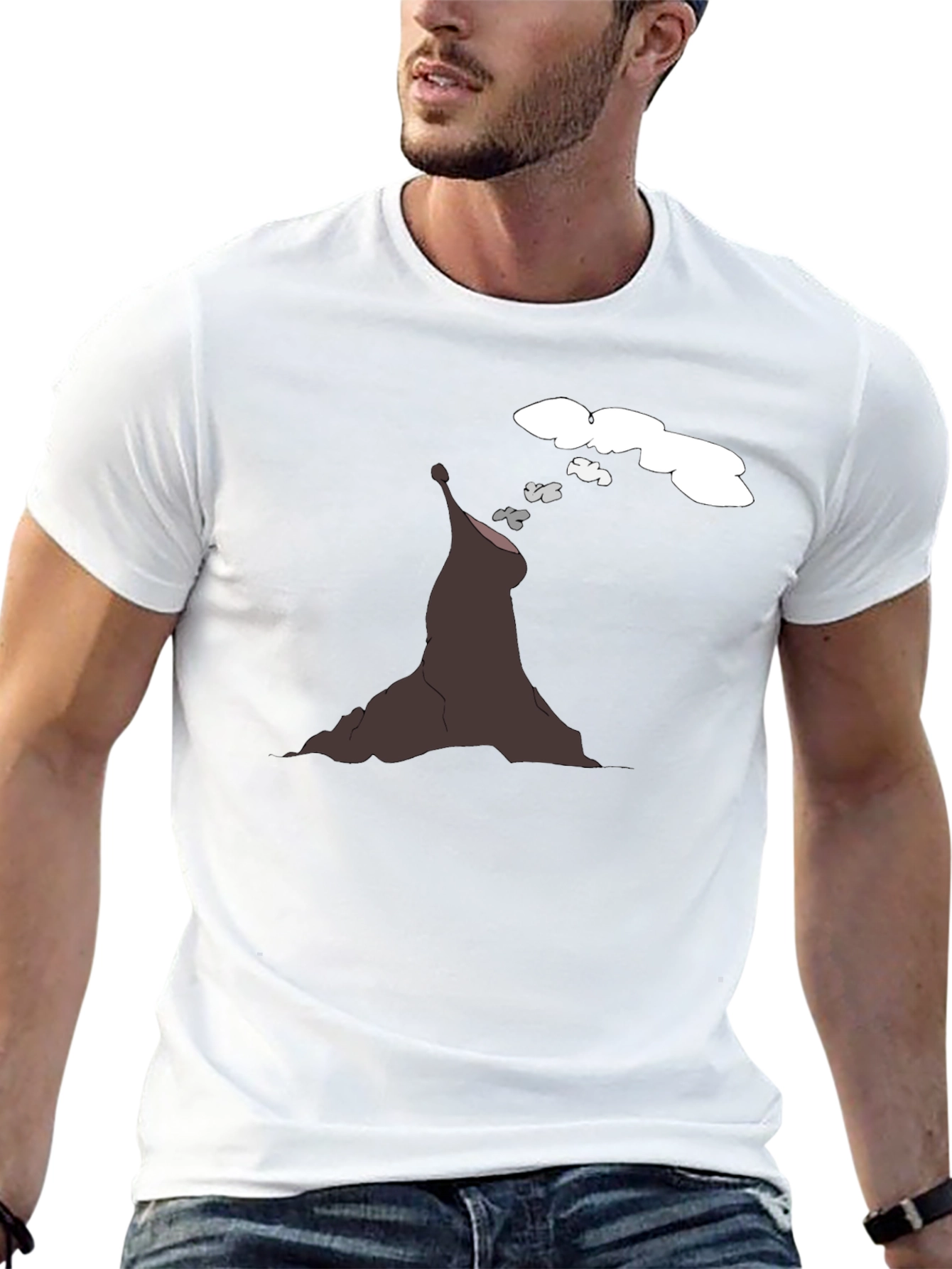 Volcano Cartoon Black T-Shirt