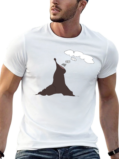 Volcano Cartoon Black T-Shirt