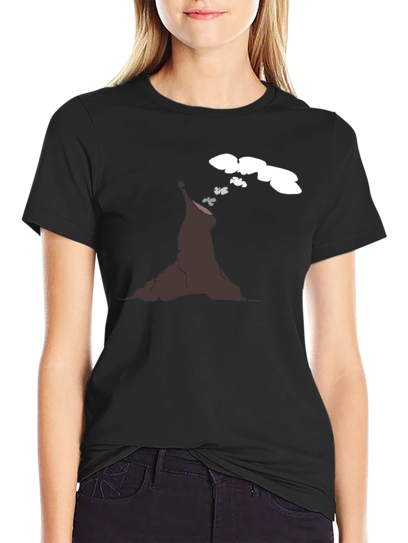 Volcano Cartoon Black T-Shirt