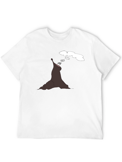 Volcano Cartoon Black T-Shirt