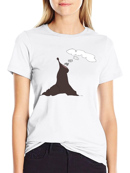 Volcano Cartoon Black T-Shirt
